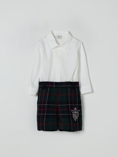 Coordinato in cotone tartan Fendi