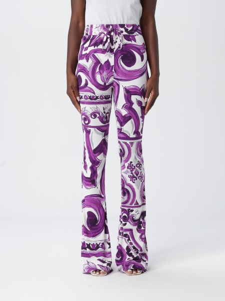Pantalone Dolce & Gabbana in viscosa con stampa Maioliche