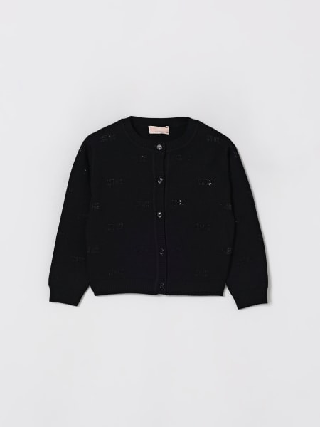 Cardigan in viscosa con logo di strass Elisabetta Franchi La Mia Bambina
