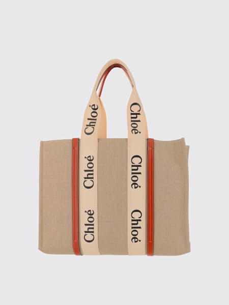 Borsa Woody Chloé in canvas di lino