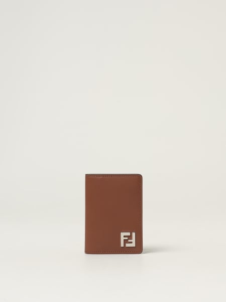 Portacarte di credito Squared FF Fendi in pelle e cotone spalmato