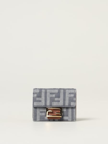 Portafoglio Micro Trifold Baguette Fendi in cotone jacquard FF