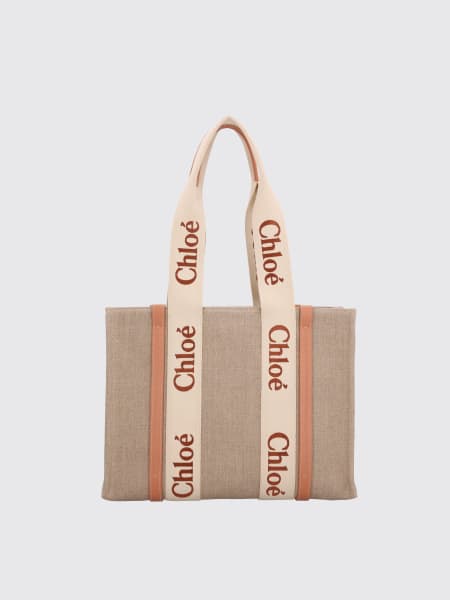 Borsa Woody Chloé in canvas di lino