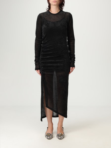 Abito lungo in velluto arricciato Pinko