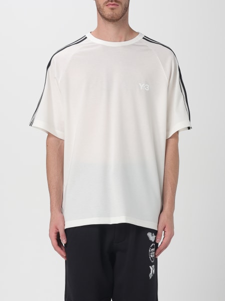T-shirt in cotone over con bande e logo Y-3