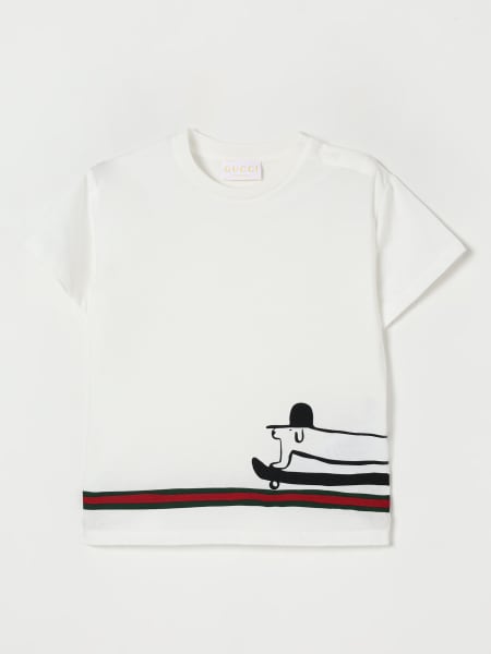 T-shirt in cotone con stampa grafica Web Gucci