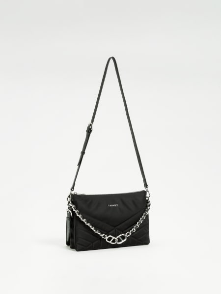 Borsa a tracolla in tessuto tecnico con logo Twinset