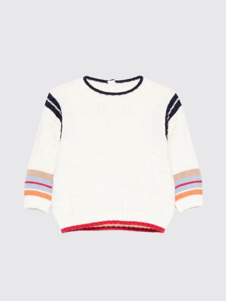 Maglia a girocollo in cotone con dettagli a righe Fendi