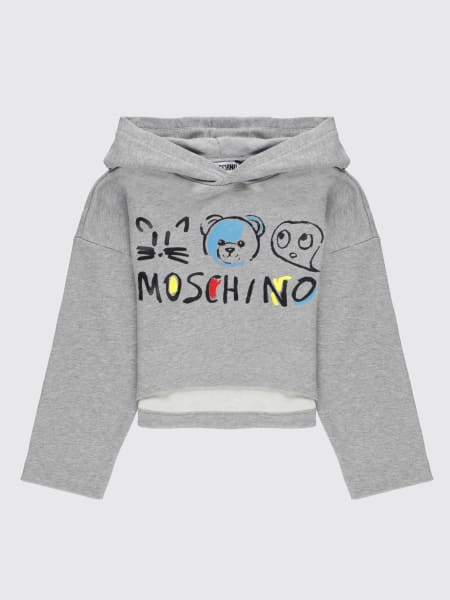 Felpa con cappuccio stampata in cotone Moschino