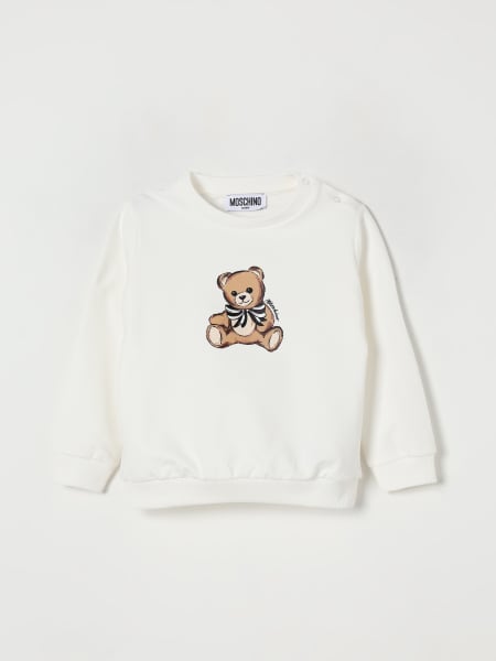 Felpa a girocollo in cotone con stampa Teddy Moschino