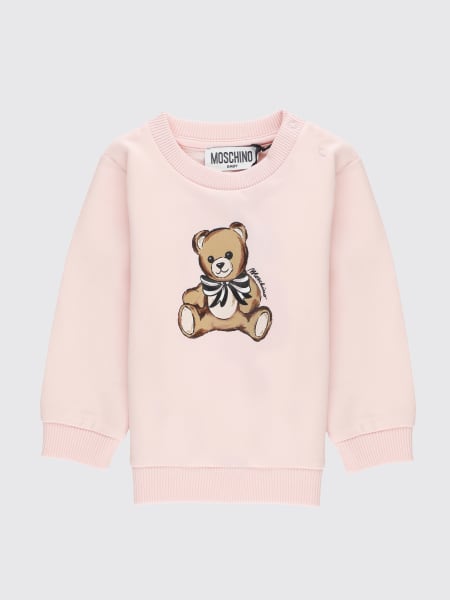 Felpa a girocollo in cotone con stampa Teddy Moschino