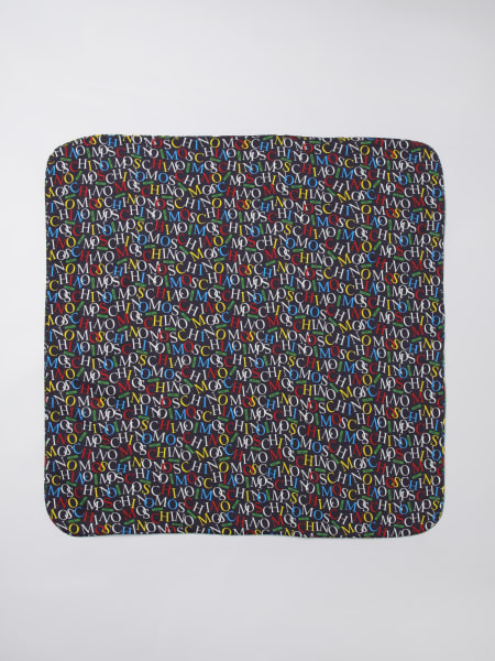 Copertina Moschino in cotone con logo stampato all over