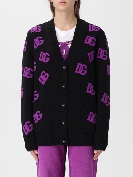 Cardigan in lana vergine con logo all-over Dolce & Gabbana