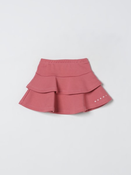 Gonna in cotone con balze e logo Marni