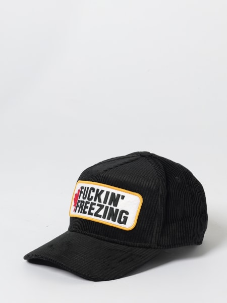 Cappello Dsquared2 in velluto di cotone a coste con patch