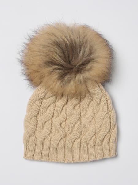 Cappello Il Gufo in lana a maglia intrecciata con pompon