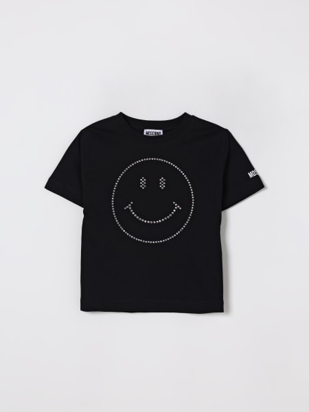 T-shirt in cotone con borchie Moschino