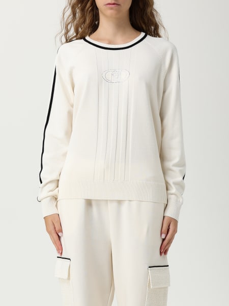 Maglia a girocollo in misto viscosa con logo Liu Jo