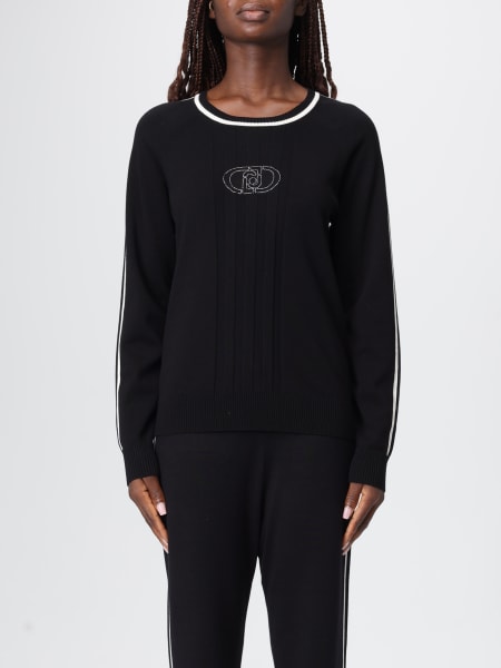 Maglia a girocollo in misto viscosa con logo Liu Jo