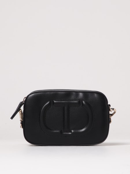 Borsa a tracolla in pelle sintetica con logo Twinset