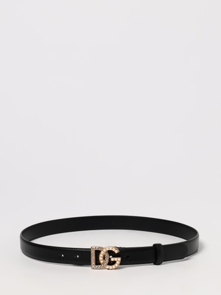 Cintura DG Dolce & Gabbana in pelle con fibbia gioiello