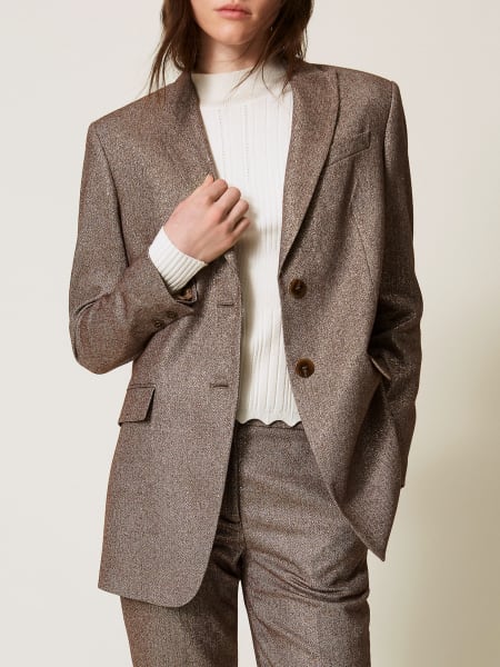 Blazer monopetto Twinset in misto lana e cotone