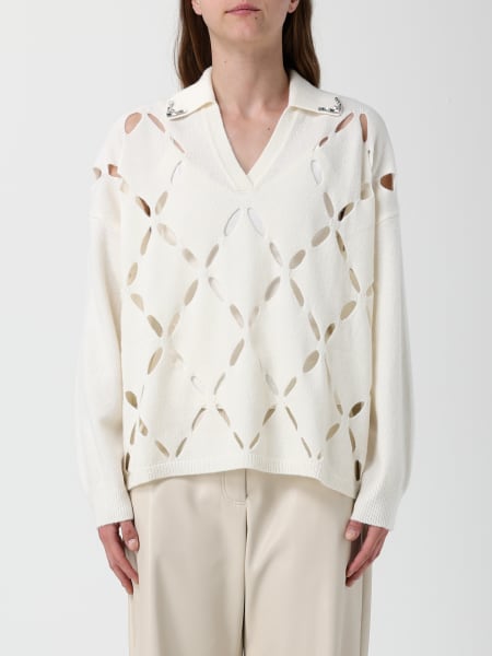 Maglia a v in misto lana traforata Liu Jo