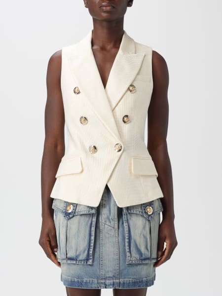 Gilet sartoriale a doppiopetto in misto cotone Balmain