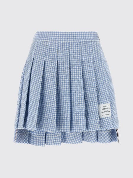 Gonna a pieghe Thom Browne in misto cotone check