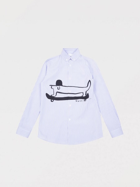 Camicia Gucci in cotone a righe con stampa