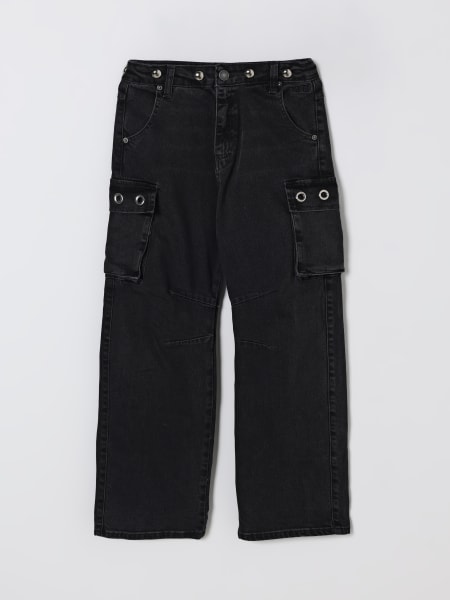 Jeans cargo in denim di cotone MSGM Kids