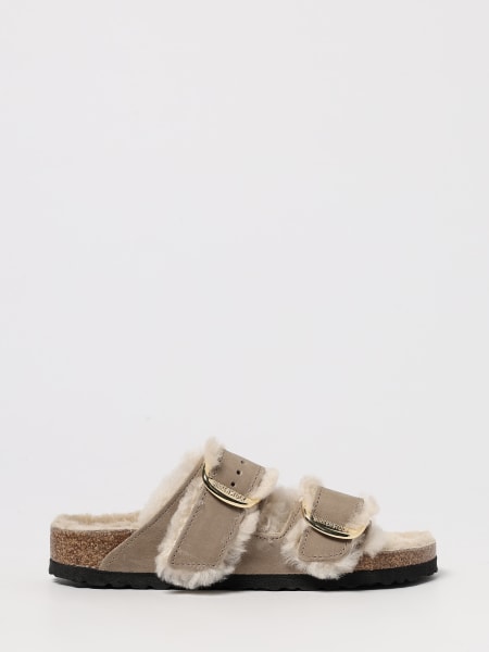 Sandalo Arizona Big Buckle Birkenstock in camoscio e shearling