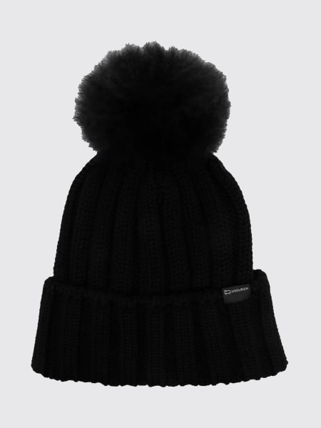 Cappello Woolrich in lana vergine a coste con pompon