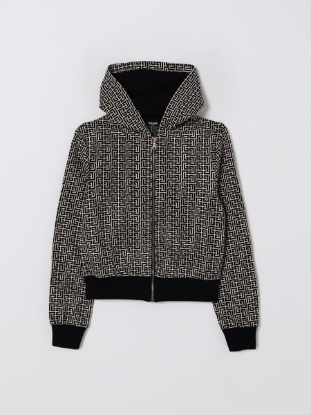 Felpa con cappuccio in cotone monogram Balmain