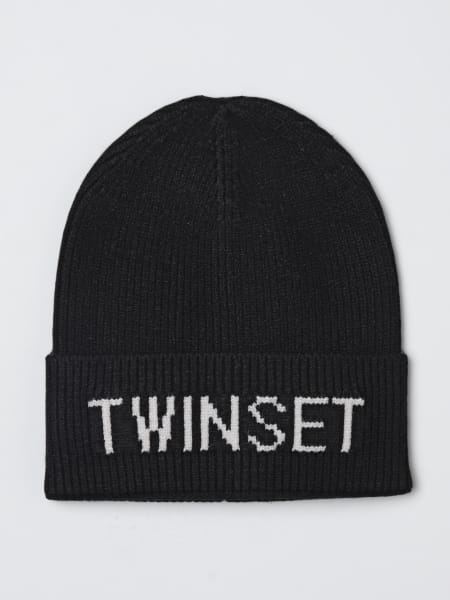 Cappello Twinset in misto viscosa con logo jacquard