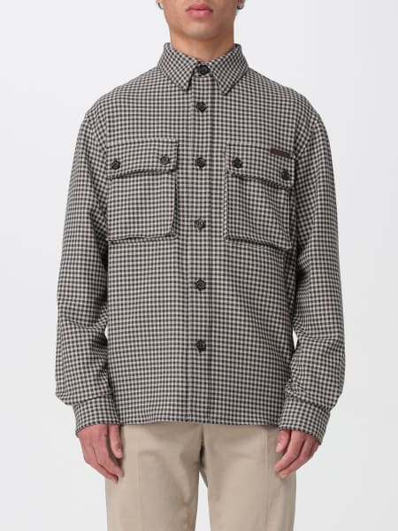 Giacca camicia in misto lana a quadretti Paolo Pecora