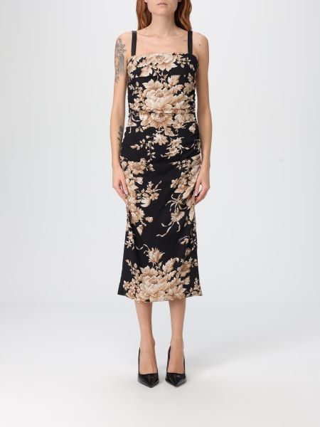 Abito tubino Dolce & Gabbana in seta drappeggiata con stampa floreale