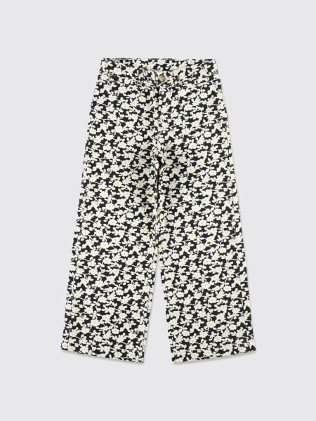 Jeans a gamba larga Bonpoint in denim con stampa floreale