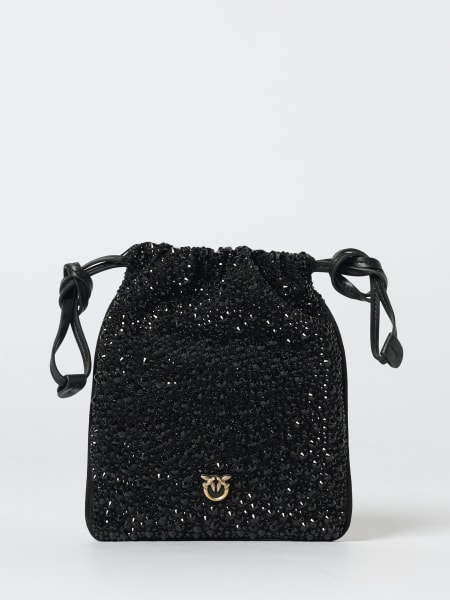 Pochette Baby Slouchy Bag Pinko in raso con strass all over