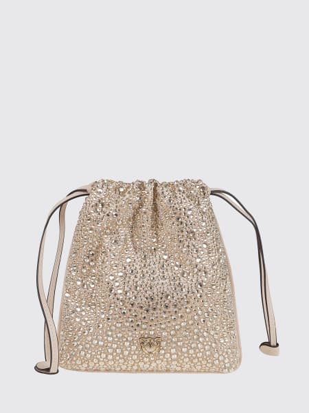 Pochette Baby Slouchy Bag Pinko in raso con strass all over