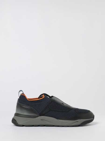 Sneakers Santoni in maglia stretch e pelle
