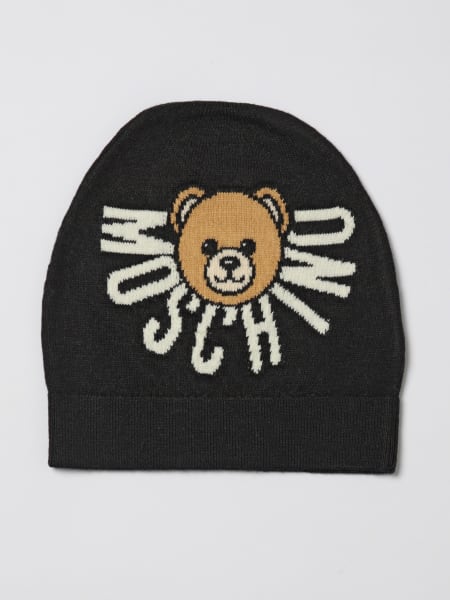 Cappello Teddy Moschino in cotone con logo jacquard