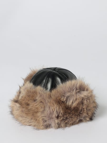 Stand Studio Sable leather and faux fur hat