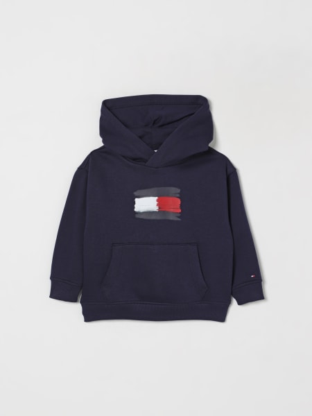 Felpa con cappuccio in cotone con logo Tommy Hilfiger