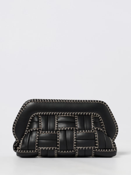 Clutch Tia Themoirè in pelle vegana intrecciata con cuciture a contrasto