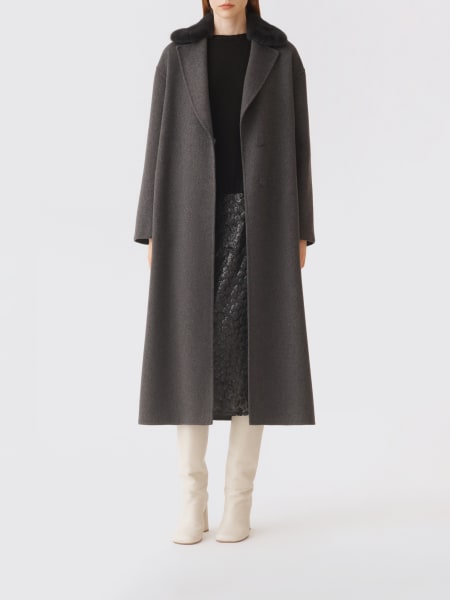 Cappotto monopetto con collo in pelliccia Fabiana Filippi