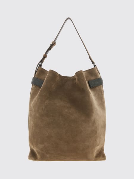 Borsa Hobo Essence Brunello Cucinelli in camoscio con Precious Bands