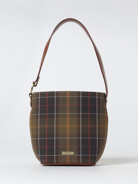 Borsa Cedar Barbour in canvas stampa tartan e pelle a grana