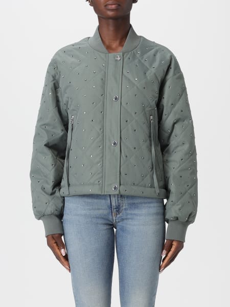 Bomber trapuntato con strass e borchie Pinko