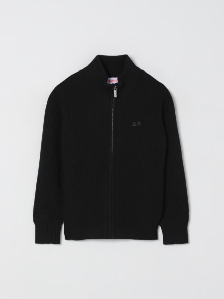 Cardigan di lana e cashmere con zip e logo SUN68